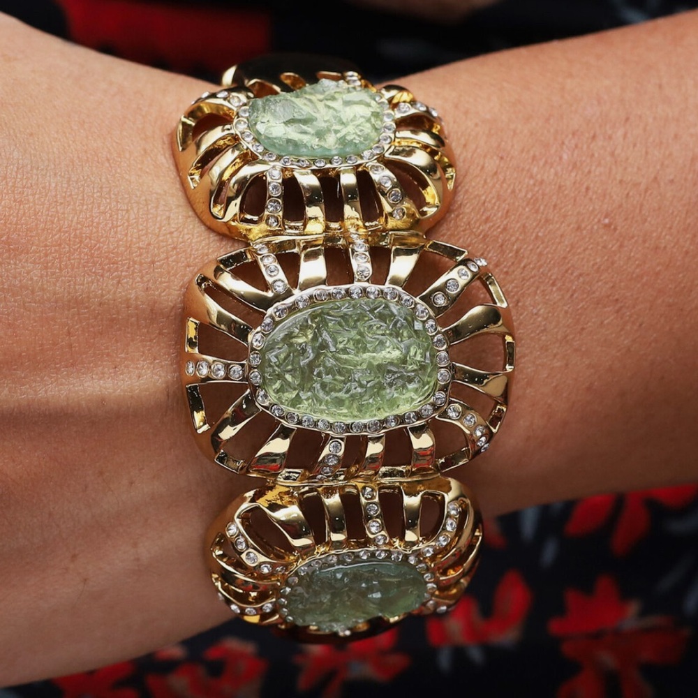 Kara Ross Goldtone Simulated Drusy Hinged Bangle